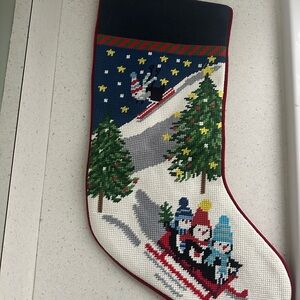 Lands' End Holiday Stocking with Snowman and Sled